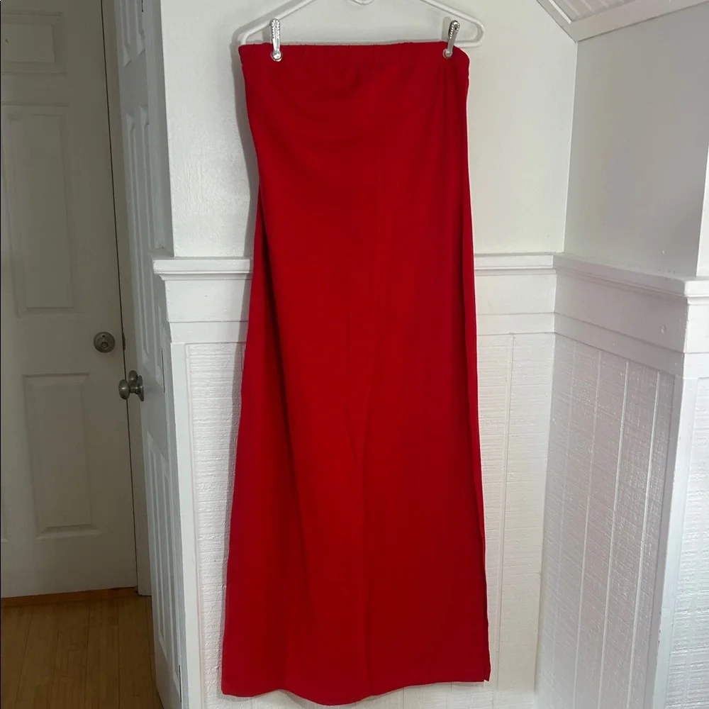 Boston Proper NWT Red Strapless Dress with Side Slit size Medium - Picture 1 of 8
